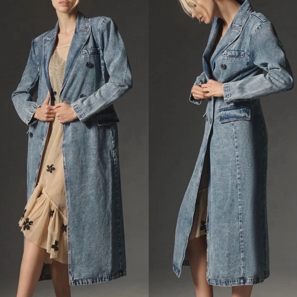 Avec Les Filles Blue Jean Jacket Coat - Picture 3 of 11
